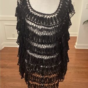 Elegant Black Crochet Blouse